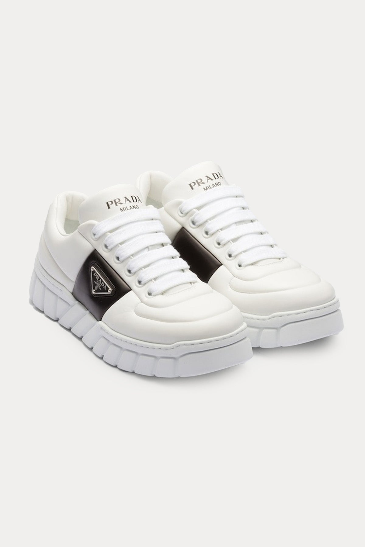 Prada Dolgulu Napa Deri Logolu Extralight Sneaker Ayakkabı