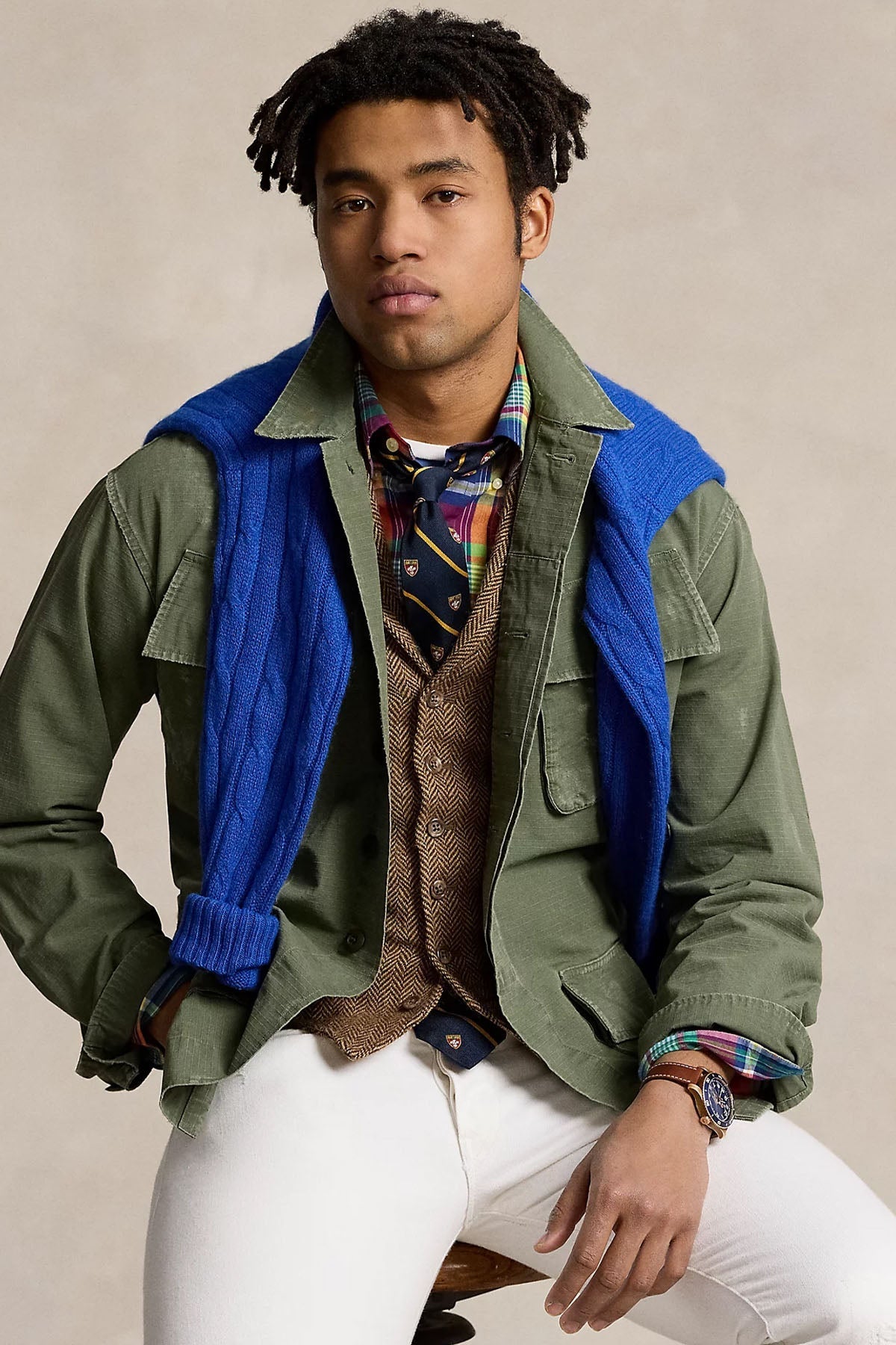 Polo Ralph Lauren Classic Fit Patchwork Desenli Yama Dirsekli Gömlek Ceket-Ceket-Libas