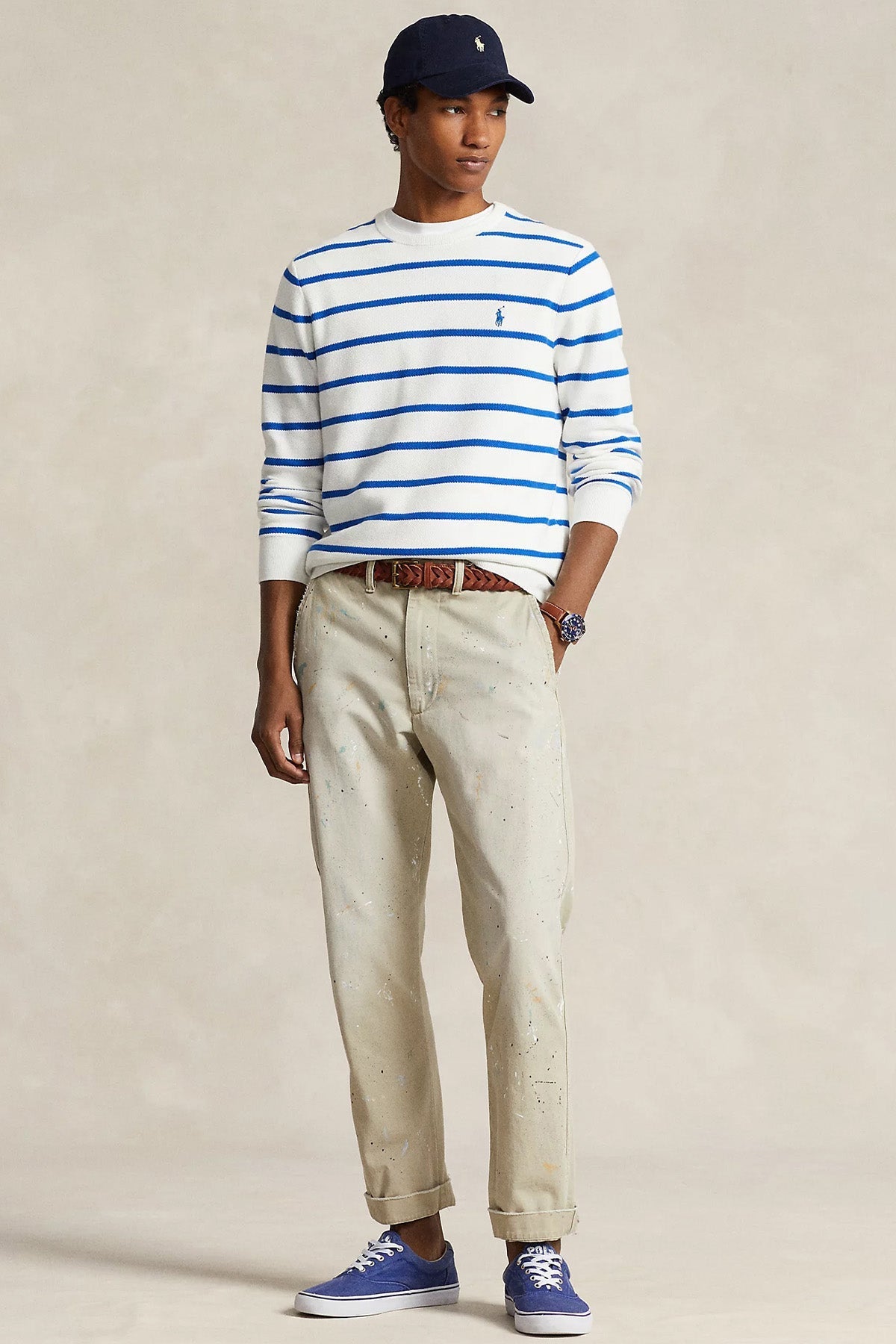 Polo Ralph Lauren Regular Fit Yuvarlak Yaka Çizgili Örgü Triko