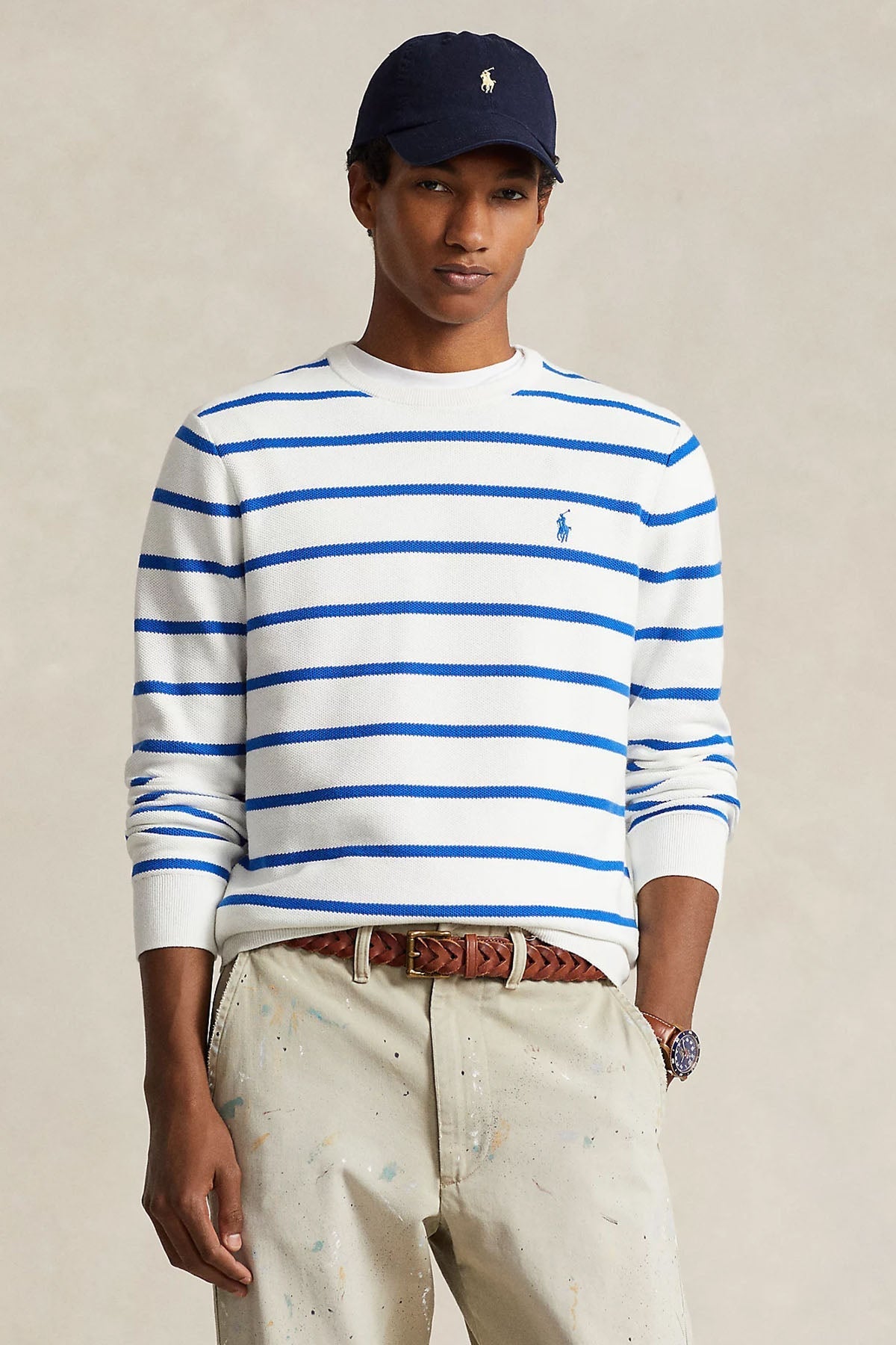 Polo Ralph Lauren Regular Fit Yuvarlak Yaka Çizgili Örgü Triko