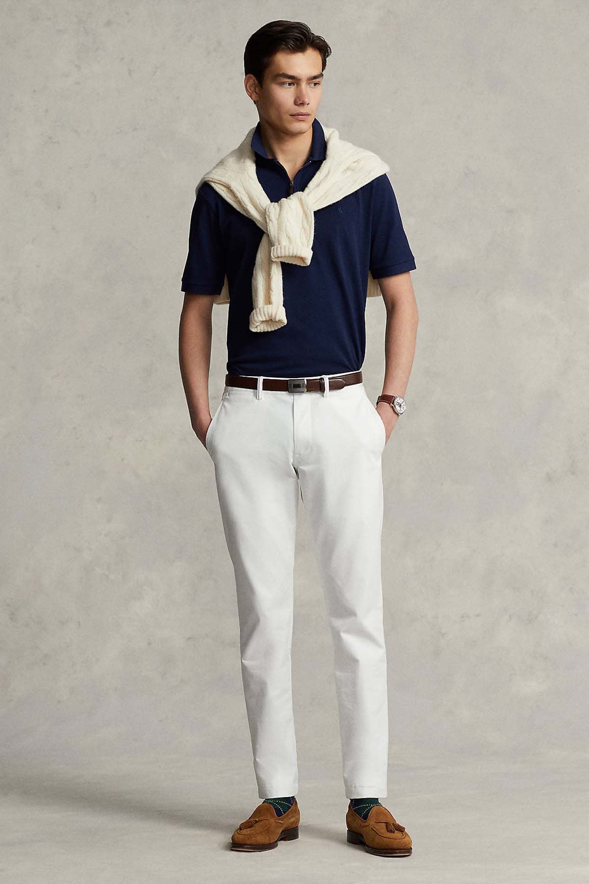 Polo Ralph Lauren Custom Slim Fit Stretch Mesh Fermuarlı Polo Yaka T-shirt-T-shirt-Libas