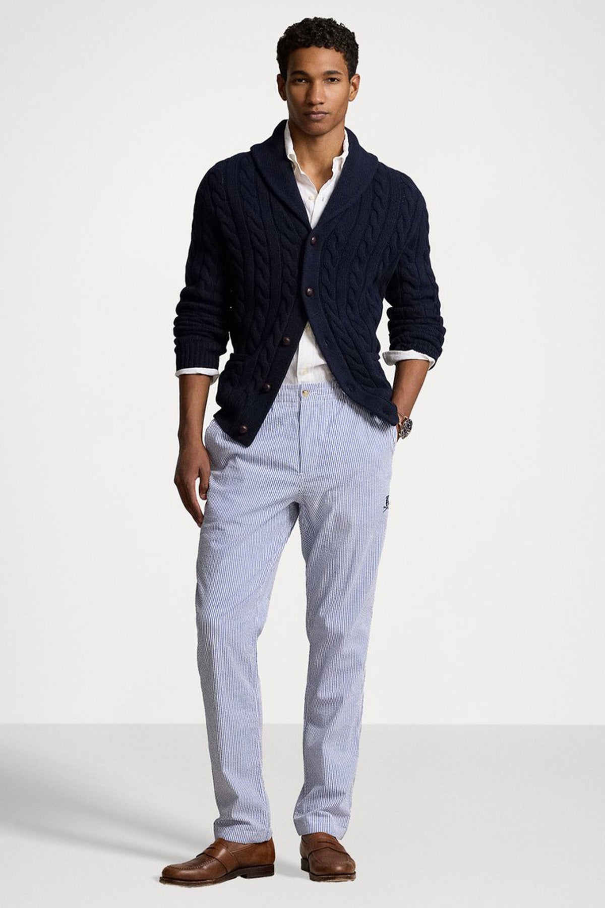 Polo Ralph Lauren Stretch Classic Fit Beli Lastikli Çizgili Pantolon-Pantolon-Libas