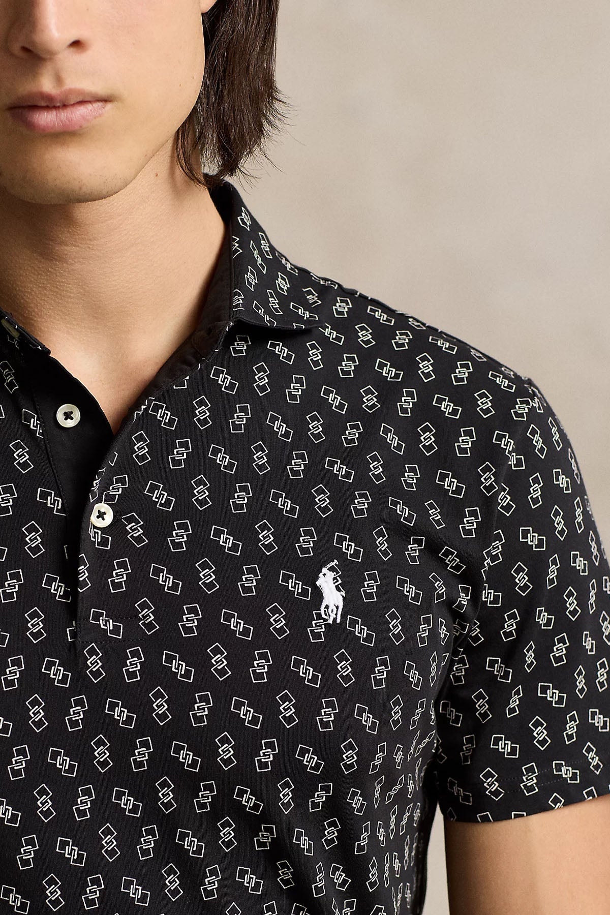 Polo Ralph Lauren Tailored Fit Desenli Polo Yaka T-shirt