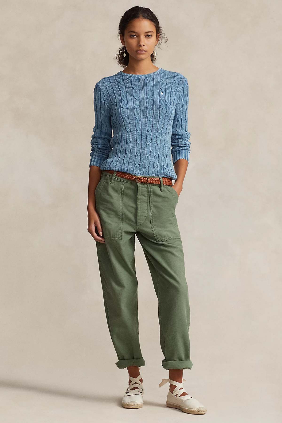 Polo Ralph Lauren Slim Fit Pima Cotton Yuvarlak Yaka Saç Örgü Triko