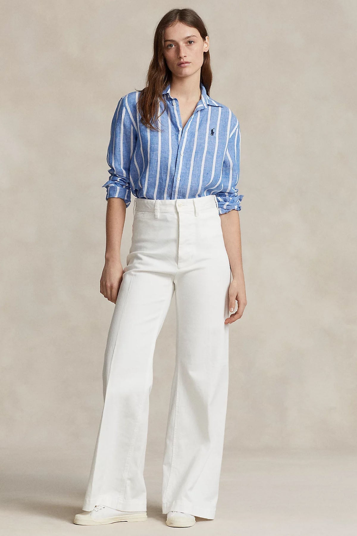 Polo Ralph Lauren Relaxed Fit Çizgili Keten Gömlek