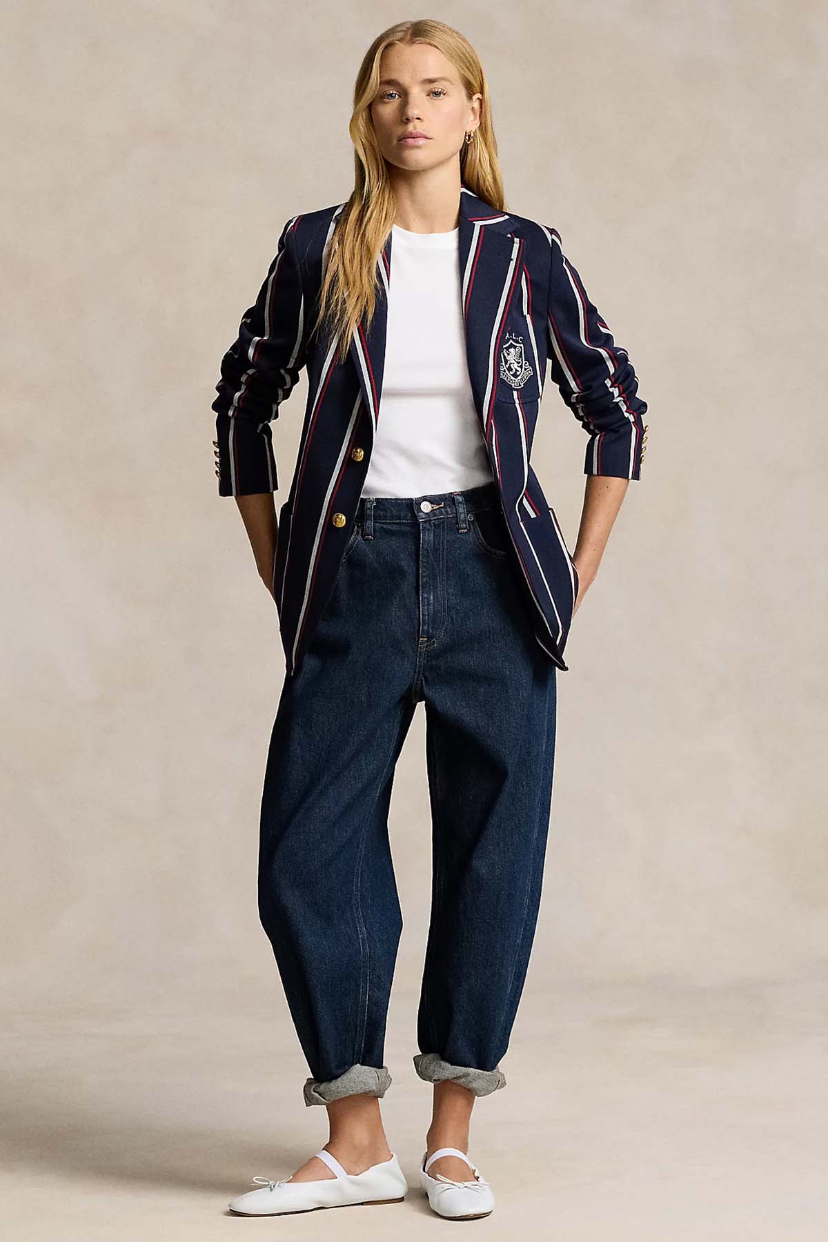 Polo Ralph Lauren Logolu Çizgili Spor Blazer Ceket