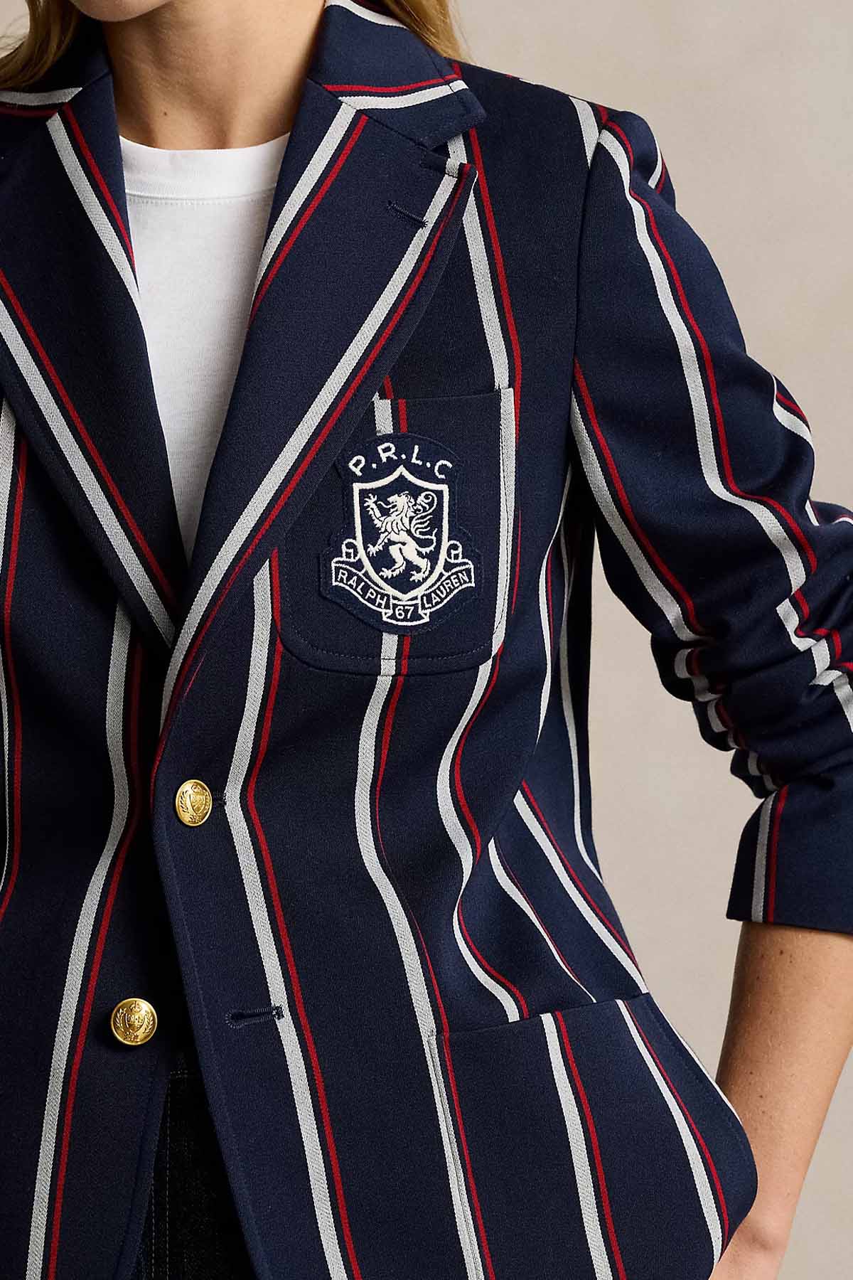 Polo Ralph Lauren Logolu Çizgili Spor Blazer Ceket