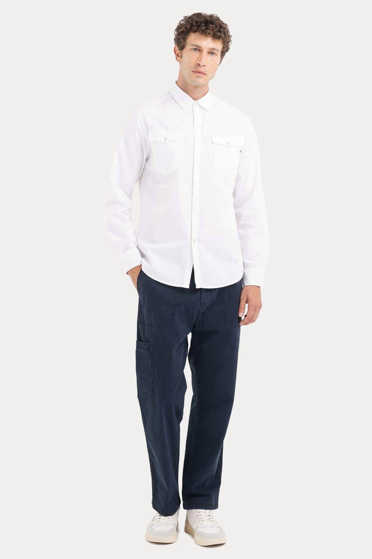 Replay Klasik Yaka Cep Detaylı Denim Gömlek