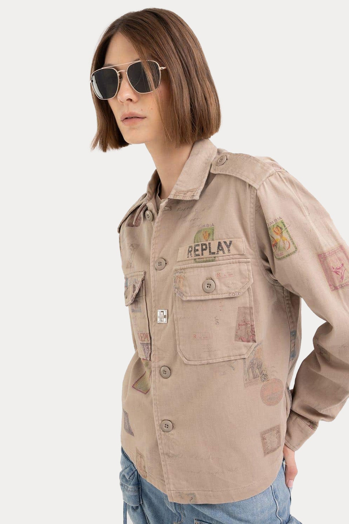 Replay Boy Fit Logolu Cep Detaylı Gömlek Ceket