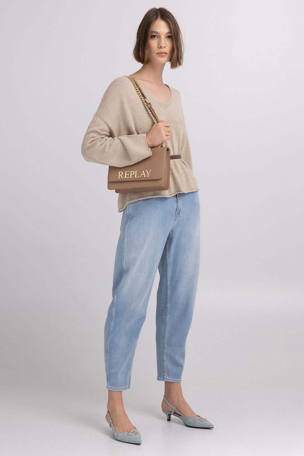 Replay V Yaka Geniş Kesim Örgü Triko