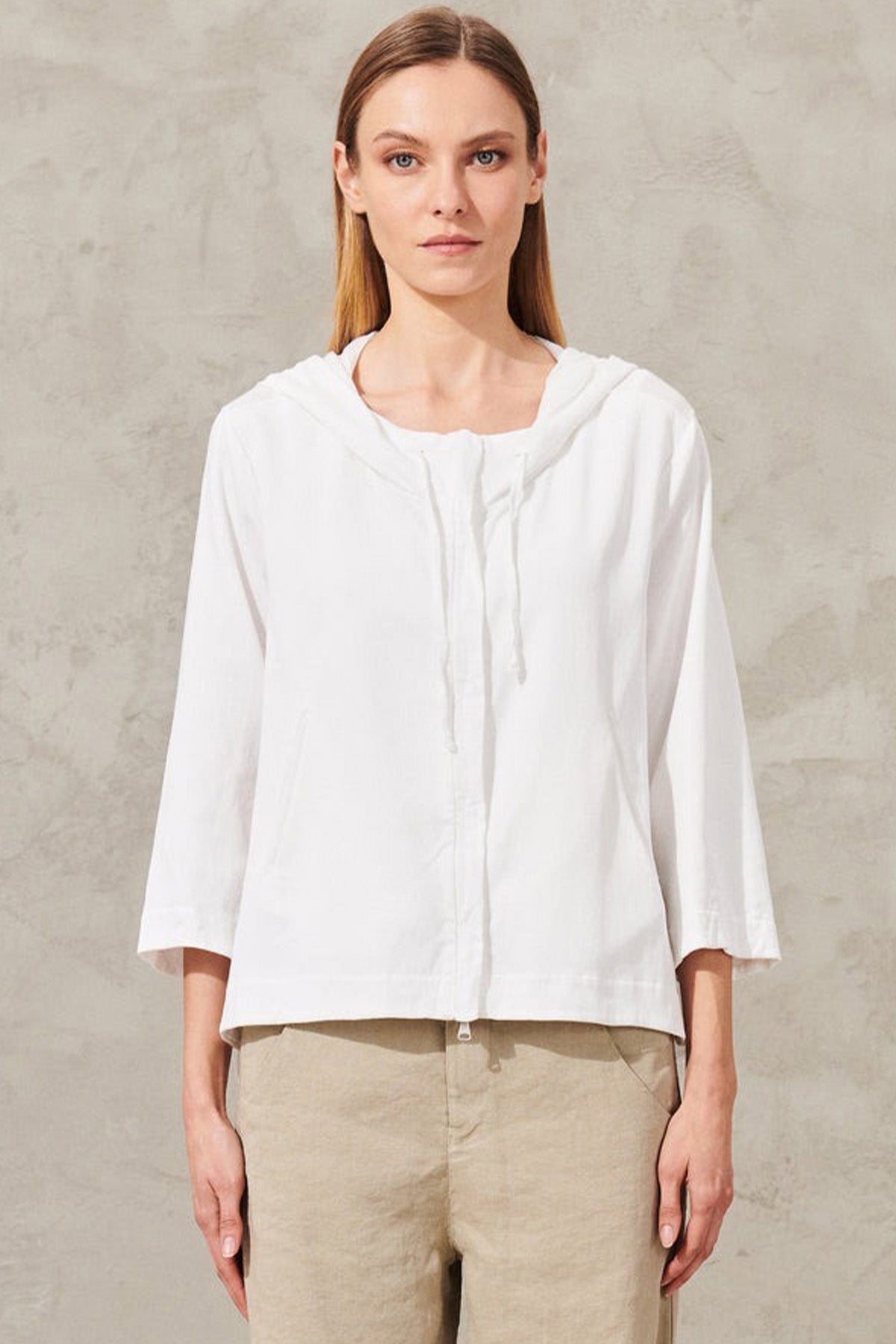 Transit Kapüşonlu Pamuklu Keten Ceket