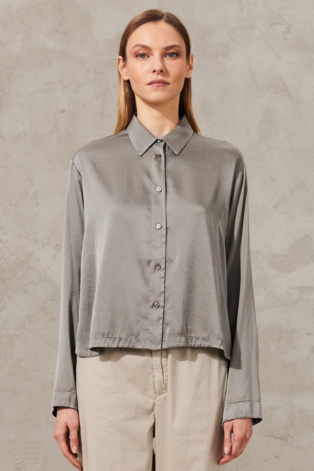 Transit Klasik Yaka Streç İpek Gömlek