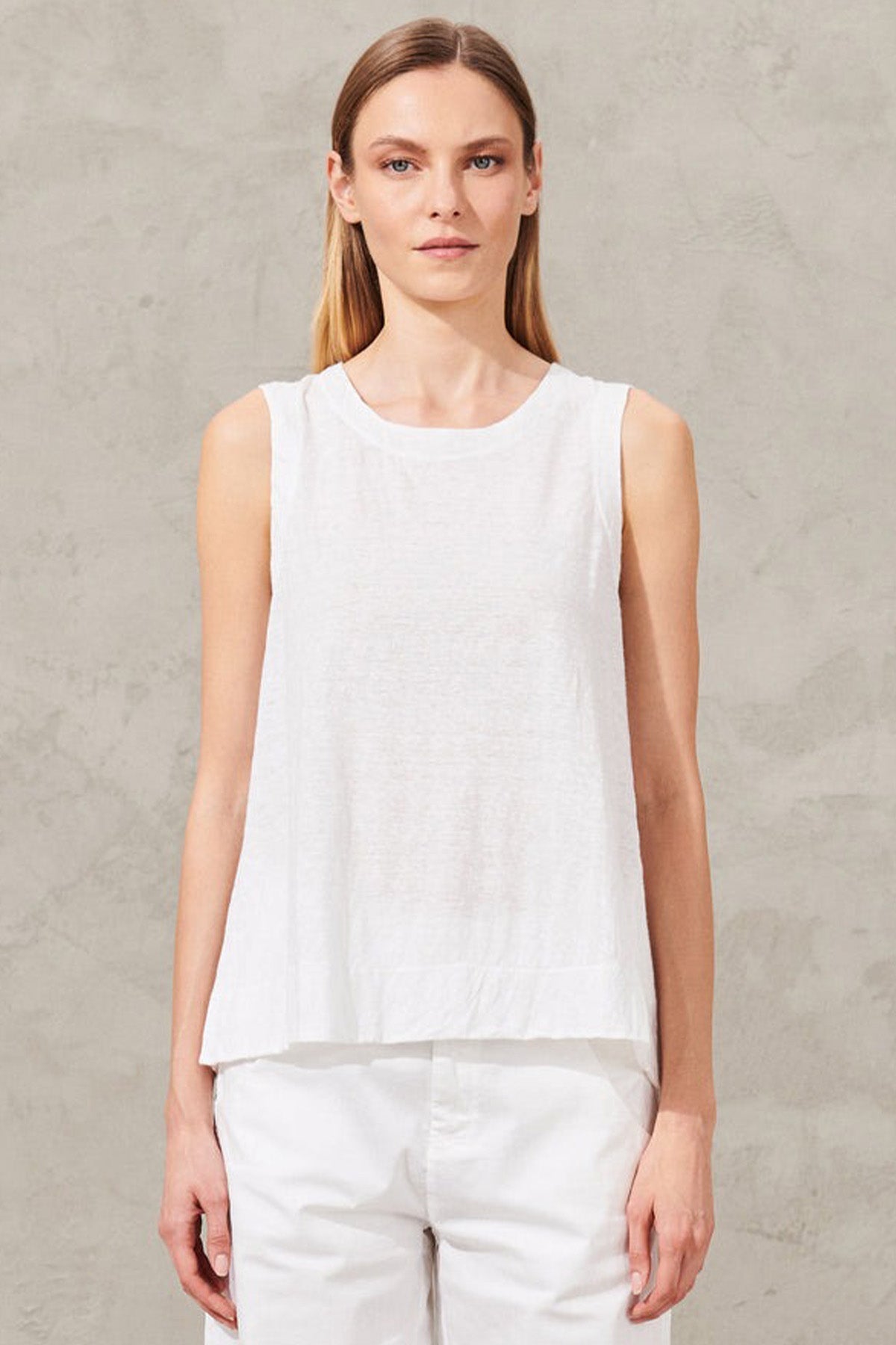 Transit Yuvarlak Yaka Keten Bluz