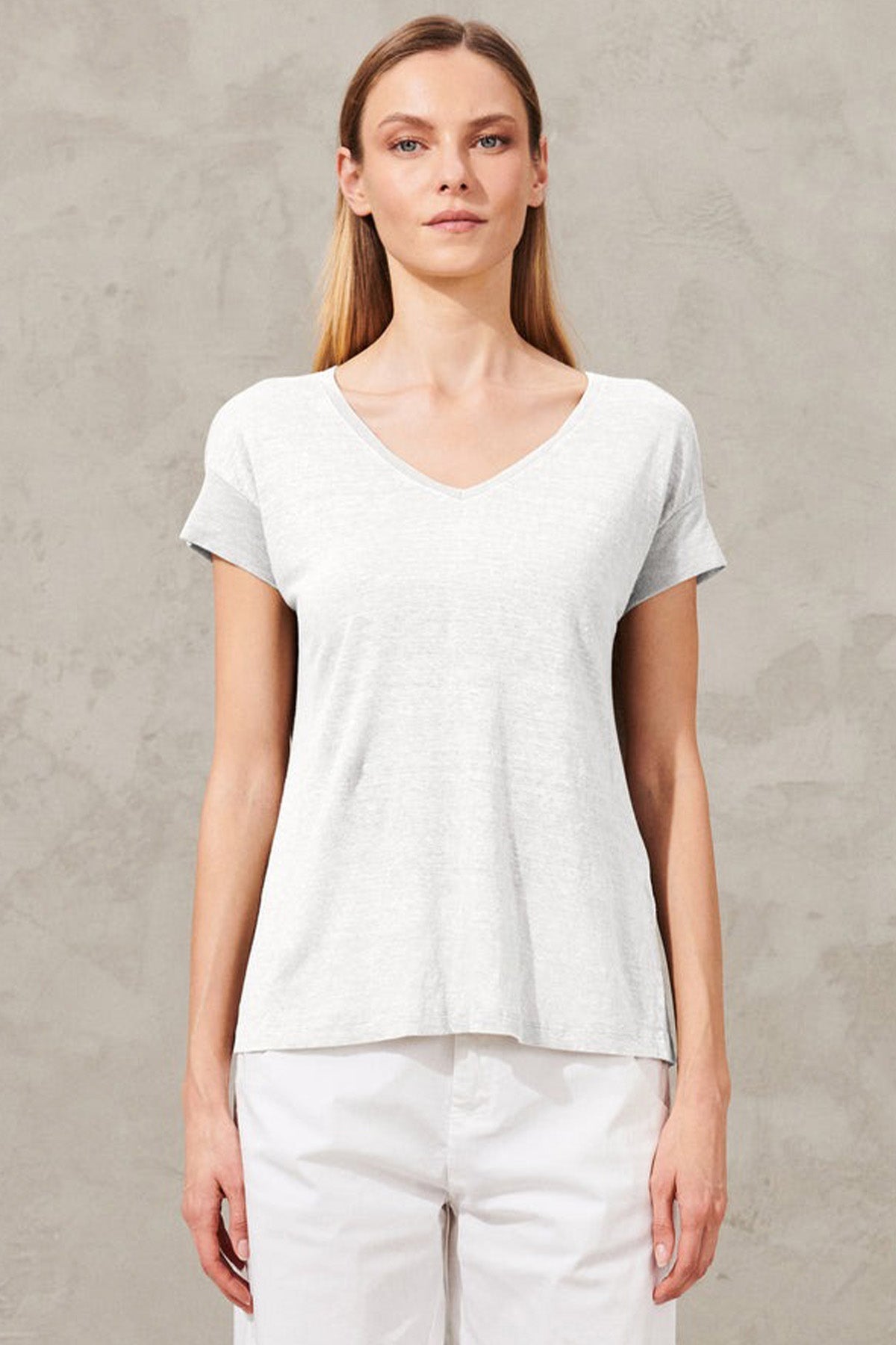 Transit V Yaka Keten T-shirt