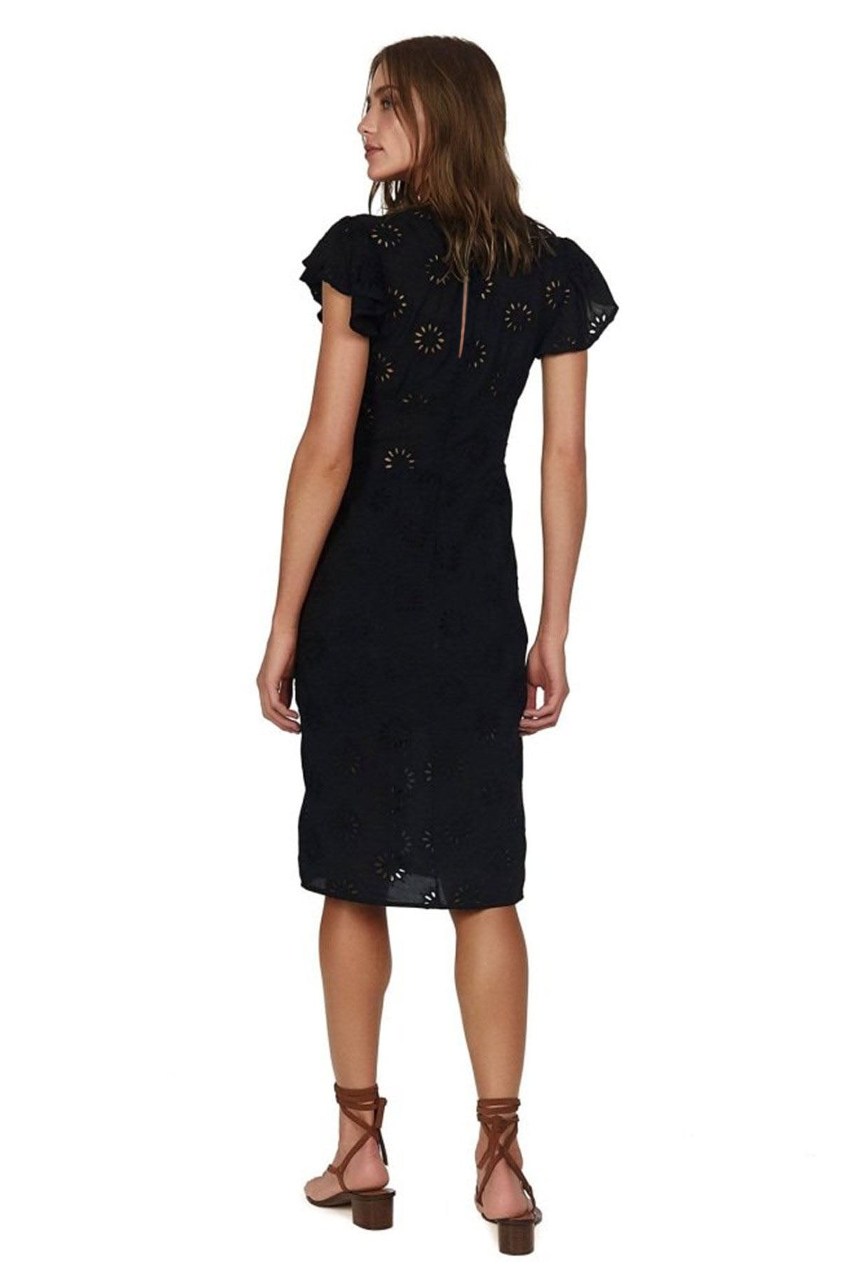 Vix Lazer Kesim Çiçek Desenli Midi Boy Elbise-Libas Trendy Fashion Store