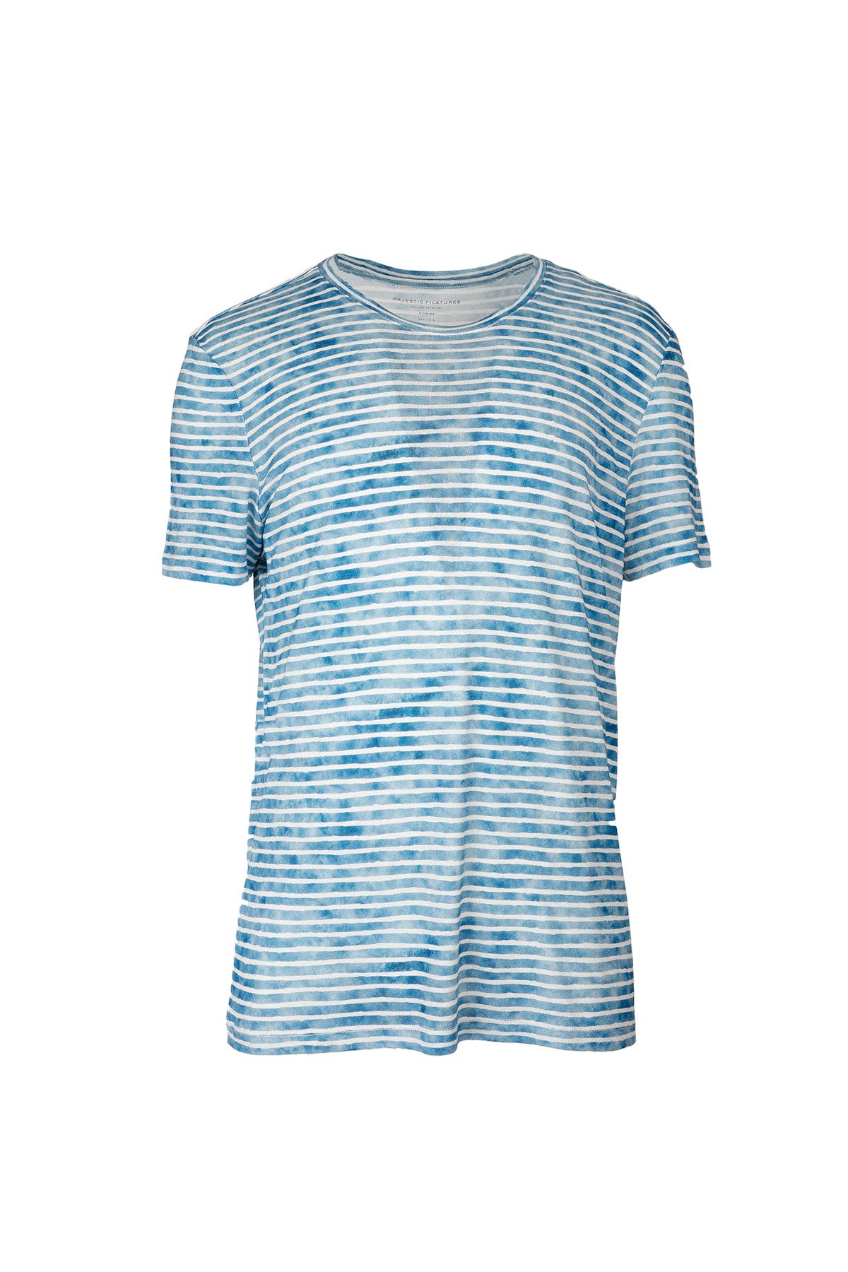 Majestic Yuvarlak Yaka İpek Karışımlı Keten T-shirt-Libas Trendy Fashion Store